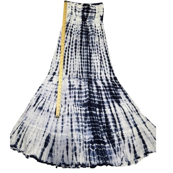 Womens Raviya Tie Dye Strapless Smocked Maxi Dress Cover up Medium White Blue - Picture 6 of 16